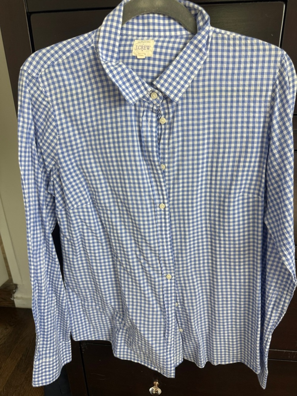 J. Crew Light Blue and White Gingham Button-Down Shirt